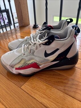 Nike Jordan Sneakers in White, Gray, Navy & Red